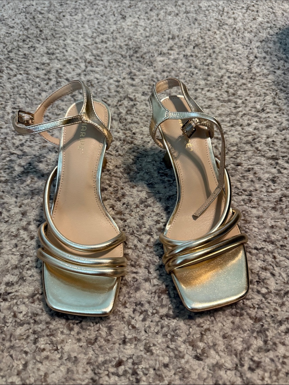 Maripe Metallic Gold Strappy Block Heel Sandals